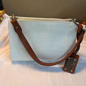 White Leather VALENTINA ITALY 🇮🇹 Handbag with Brown Strap